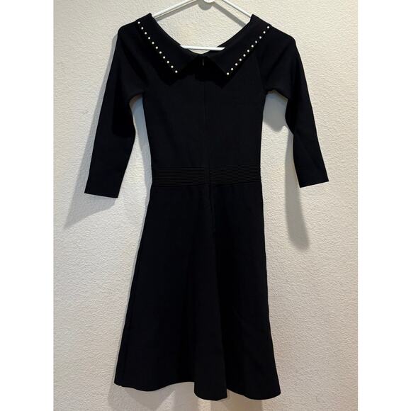 Sandro Black Rocket Contrast Polka Dot Collared Mini Dress Size 4 - Picture 3 of 9